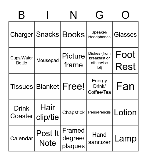What's in your office? WFH edition Bingo Card