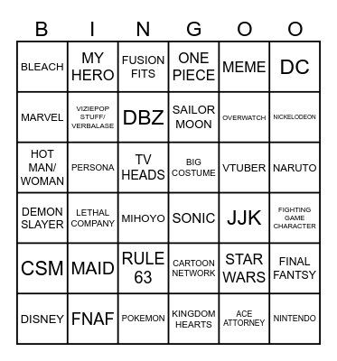 ccc Momocon Bingo Card