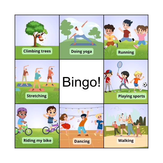 Physical activities Bingo Card