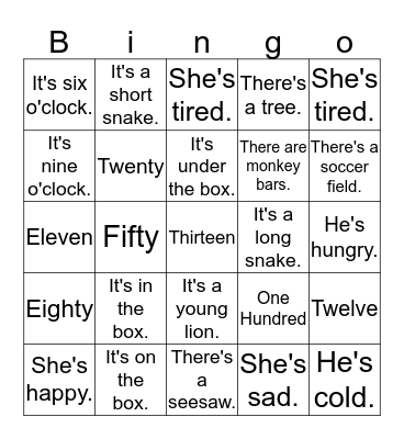 Smart Phonics 2 Unit 1-7 Bingo Card