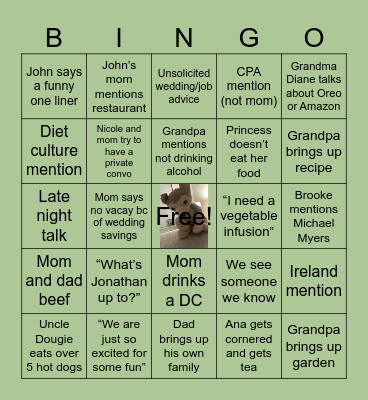Memorial Day Bingy Wingy Bingo Card