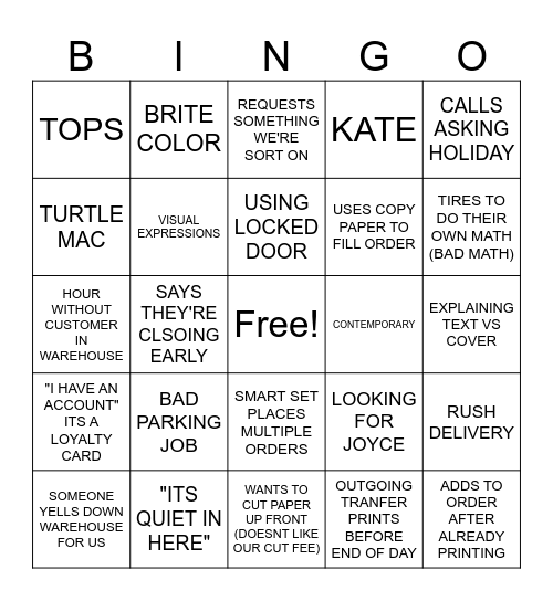 Untitled Bingo Card