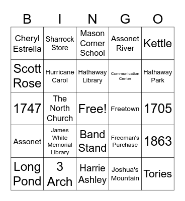 Freetown Bingo Card