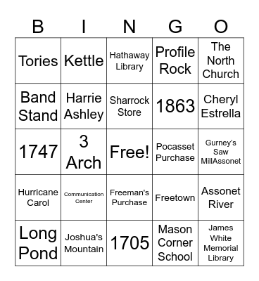 Freetown Bingo Card