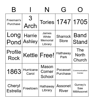 Freetown Bingo Card