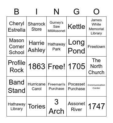 Freetown Bingo Card