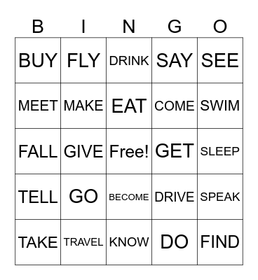 IRREGULAR VERBS Bingo Card