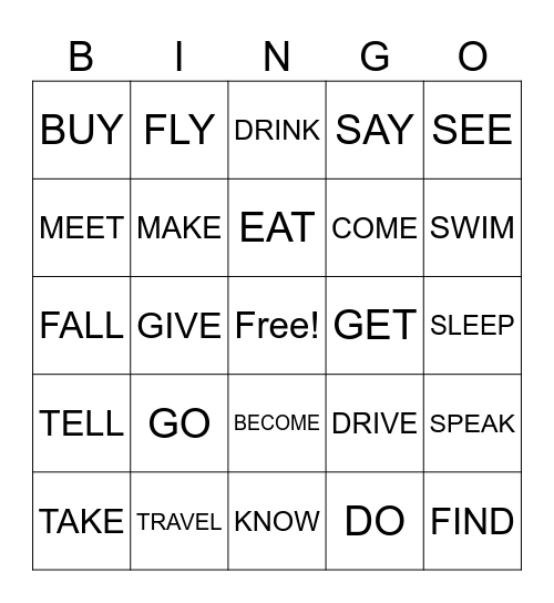 IRREGULAR VERBS Bingo Card