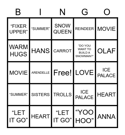 Princess Arzoey Birthday Bingo Card