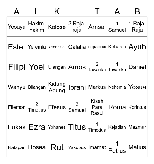 PERJANJIAN LAMA & BARU Bingo Card