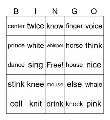 Review Bingo Card