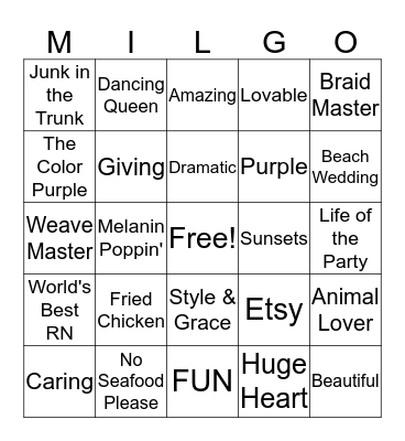MILGO Bingo Card