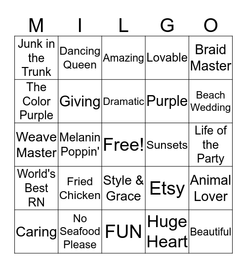 MILGO Bingo Card