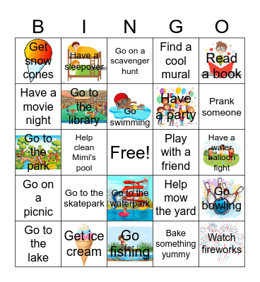 Jarrett's Summer Bingo Card Bingo Card