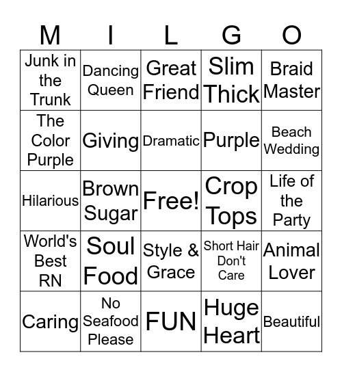 MILGO Bingo Card