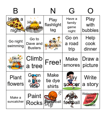 Summer Bingo Card Bingo Card