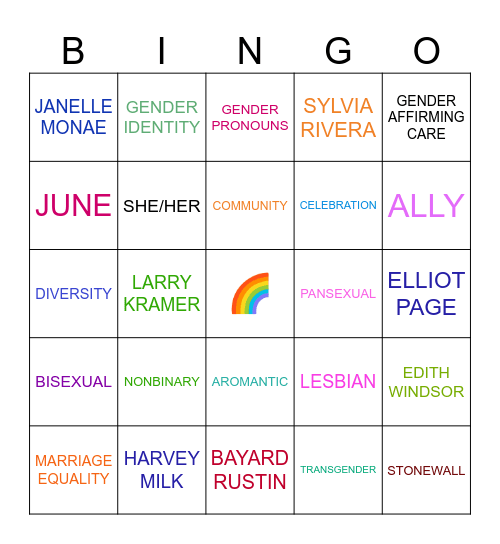ArPride Bingo! Bingo Card