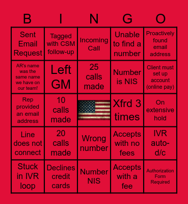 Memorial Holiday Bingo Card