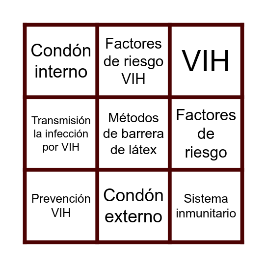 VIH-SIDA Bingo Card