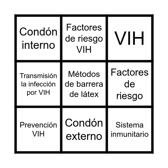 VIH-SIDA Bingo Card