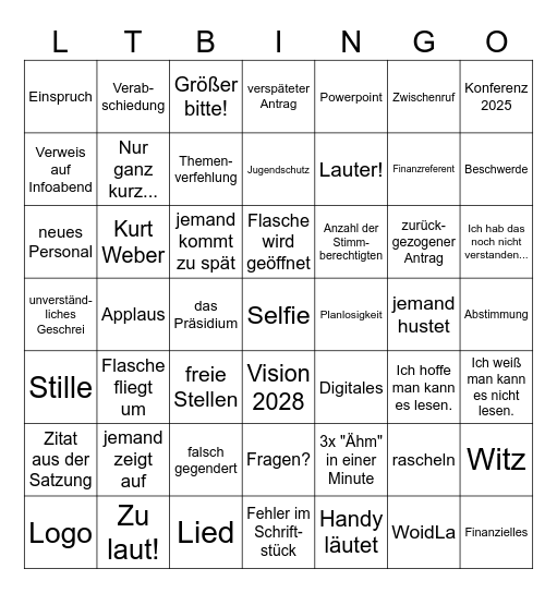 LT Bingo Card