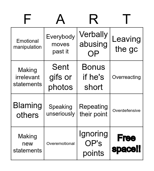 Opponents Arguments Bingo Card
