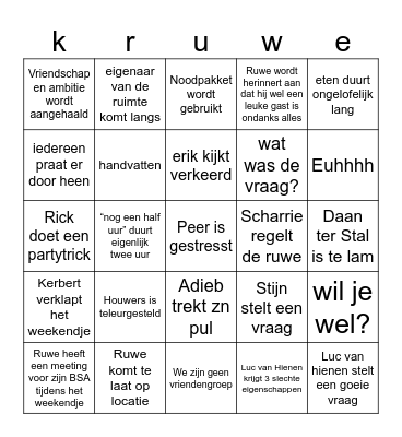 Ruwebingo 2024 Bingo Card