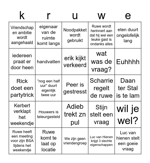 Ruwebingo 2024 Bingo Card