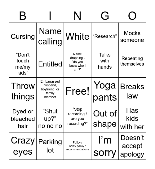 KAREN BINGO Card