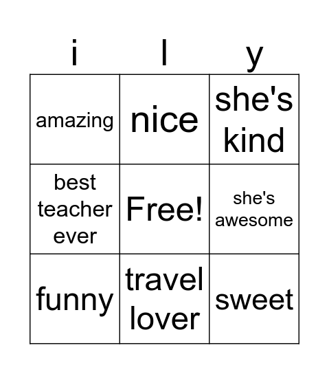 Ms Key Bingo Card