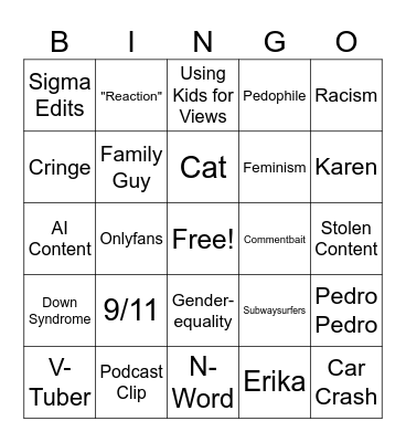 Instagram Reels Bingo Card