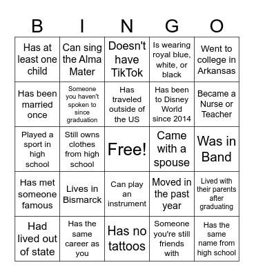 2014 Classmate BINGO Card