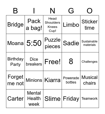 Up & Atom Bingo Card