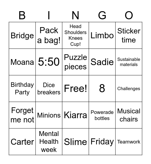 Up & Atom Bingo Card
