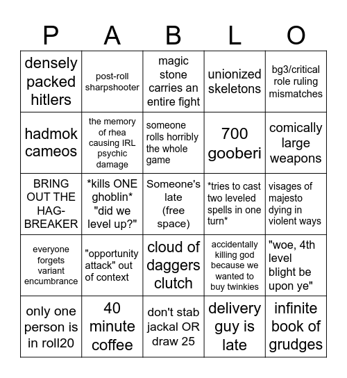 DnD Bingo Card