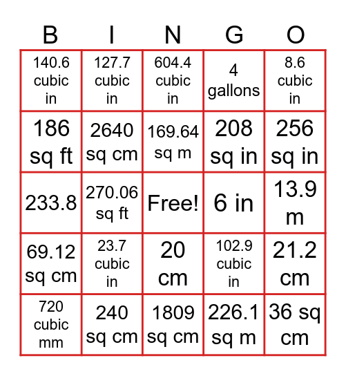 Unit 7 Test Review  Bingo Card