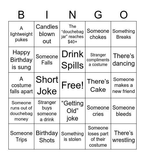 Birthday Bingo Card