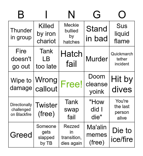 UCOB Bingo Card