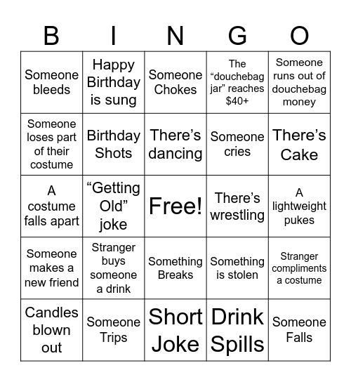 Birthday Bingo Card