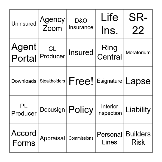 Lingo Bingo Card