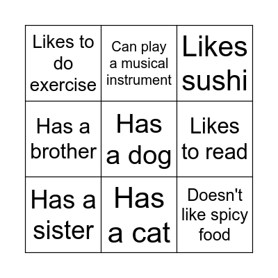 Find someone who... Bingo Card