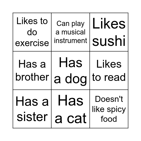 Find someone who... Bingo Card