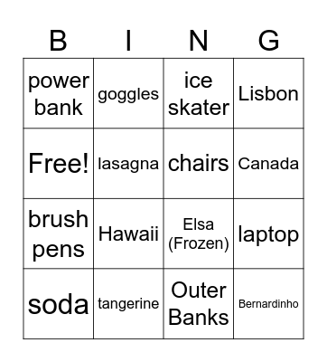 INT Relative Clauses Bingo Card