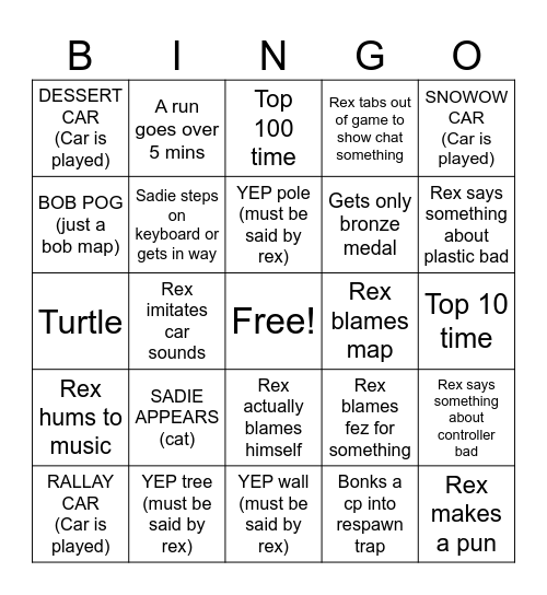 REXYPOO BINGO Card