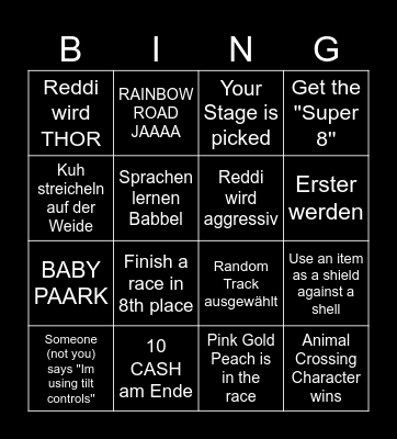 Mario Kart Bingo Card