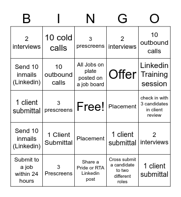 Recruiter Bingo! Bingo Card