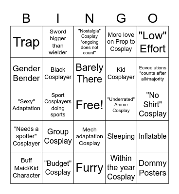 Anime North 2024 Bingo Card