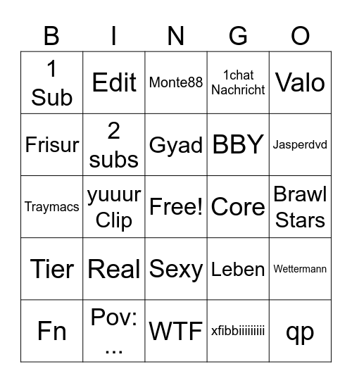 meine tt likes Bingo Card