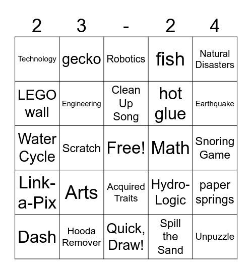 4th Grade STREAM Bingo Card