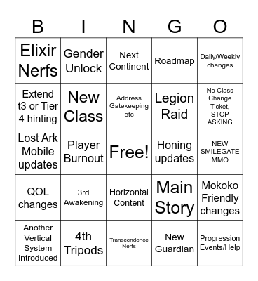 Summer LOAON Fixes Game EZ Bingo Card